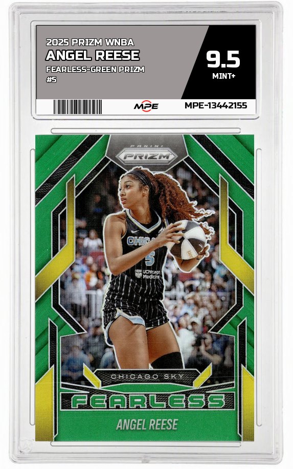 2025 PRIZM WNBA FEARLESS-GREEN PRIZM #5 ANGEL REESE MPE 9.5 MINT+ — graded card auctioned from the MPE vault