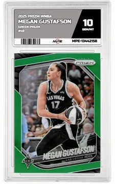 2025 PRIZM WNBA GREEN PRIZM #49 MEGAN GUSTAFSON MPE 10 GEM/MT — graded card up for auction