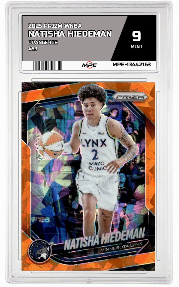 2025 PRIZM WNBA ORANGE ICE #53 NATISHA HIEDEMAN MPE 9 MINT — graded card auctioned from the MPE vault