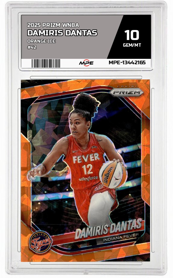2025 PRIZM WNBA ORANGE ICE #42 DAMIRIS DANTAS MPE 10 GEM/MT — graded card auctioned from the MPE vault