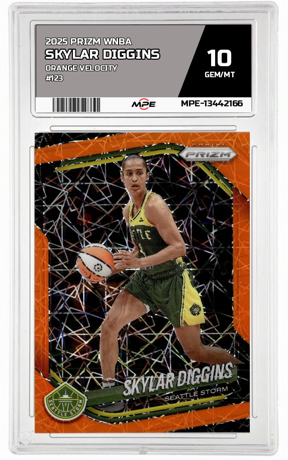2025 PRIZM WNBA ORANGE VELOCITY #123 SKYLAR DIGGINS MPE 10 GEM/MT — graded card auctioned from the MPE vault