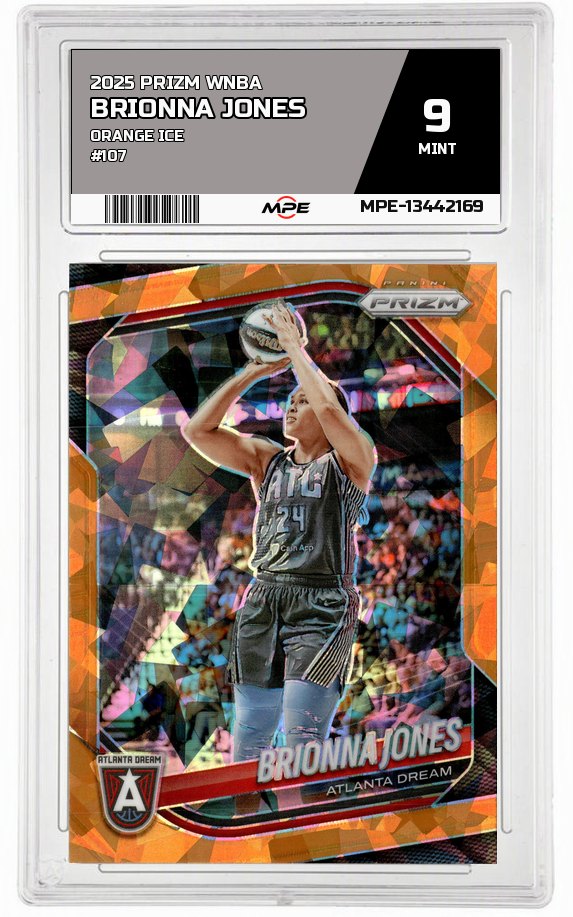 2025 PRIZM WNBA ORANGE ICE #107 BRIONNA JONES MPE 9 MINT — graded card auctioned from the MPE vault