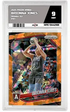 2025 PRIZM WNBA ORANGE ICE #107 BRIONNA JONES MPE 9 MINT — graded card up for auction
