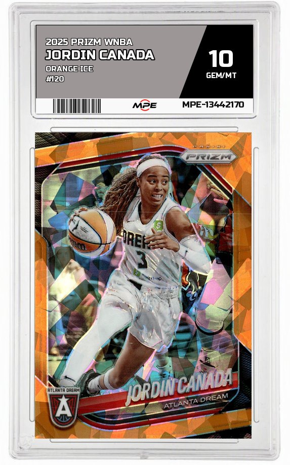 2025 PRIZM WNBA ORANGE ICE #120 JORDIN CANADA MPE 10 GEM/MT — graded card auctioned from the MPE vault