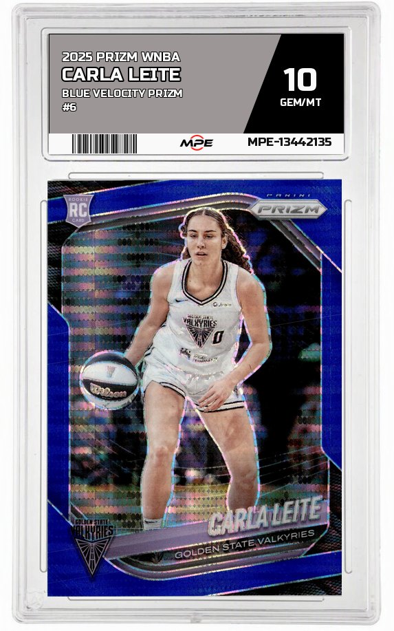 2025 PRIZM WNBA Blue Velocity Prizm #6 CARLA LEITE MPE 10 GEM/MT — graded card auctioned from the MPE vault