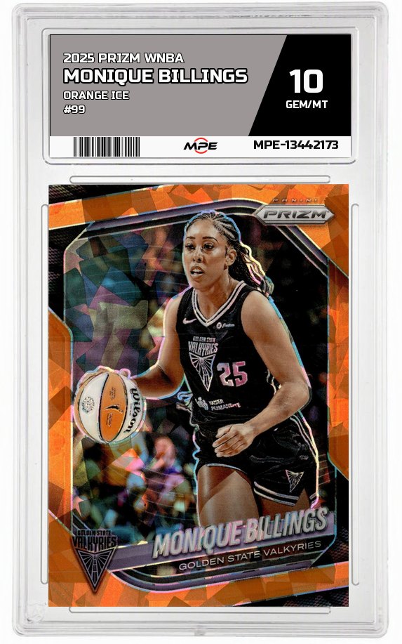 2025 PRIZM WNBA ORANGE ICE #99 MONIQUE BILLINGS MPE 10 GEM/MT — graded card auctioned from the MPE vault