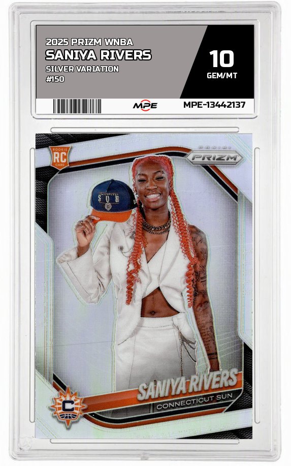 2025 PRIZM WNBA SILVER VARIATION #150 SANIYA RIVERS MPE 10 GEM/MT — graded card auctioned from the MPE vault