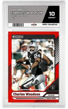 2024 DONRUSS Press Proof Red #63 CHARLES WOODSON MPE 10 GEM/MT — graded card up for auction