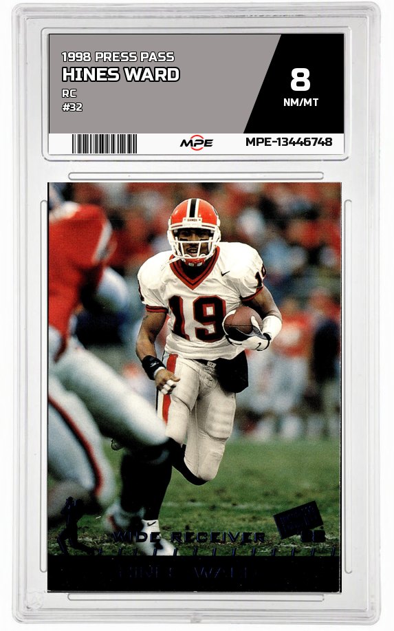 1998 PRESS PASS RC #32 HINES WARD MPE 8 NM/MT — graded card auctioned from the MPE vault