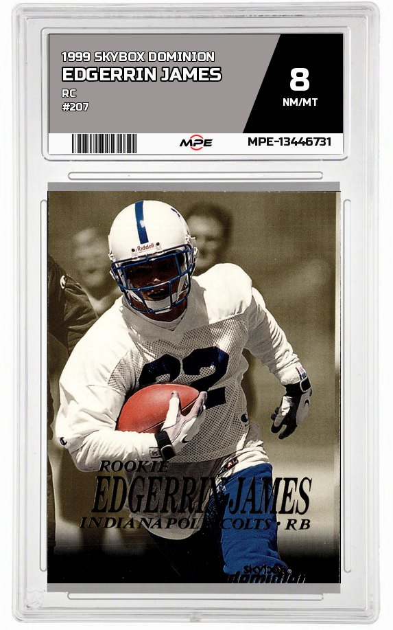 1999 SKYBOX DOMINION RC #207 EDGERRIN JAMES MPE 8 NM/MT — graded card auctioned from the MPE vault