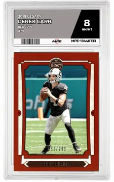 2019 LEGACY RED /299 #79 DEREK CARR MPE 8 NM/MT — graded card up for auction