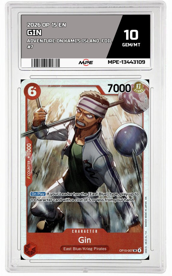 2026 OP-15 EN Adventure on Kami's Island-Foil #7 GIN MPE 10 GEM/MT — graded card auctioned from the MPE vault