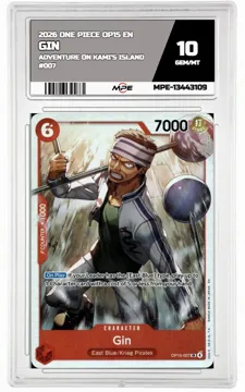 2026 ONE PIECE OP15 EN ADVENTURE ON KAMI'S ISLAND #007 GIN MPE 10 GEM/MT — graded card up for auction