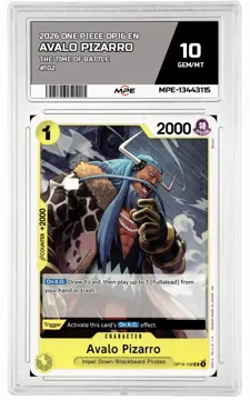 2026 ONE PIECE OP16 EN The Time of Battle #102 AVALO PIZARRO MPE 10 GEM/MT — graded card up for auction