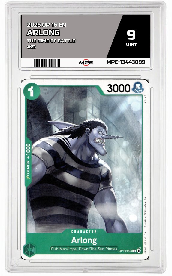 2026 OP-16 EN The Time of Battle #23 ARLONG MPE 9 MINT — graded card auctioned from the MPE vault