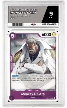 2026 ONE PIECE OP16 EN The Time of Battle #075 MONKEY.D.GARP MPE 9 MINT — graded card up for auction