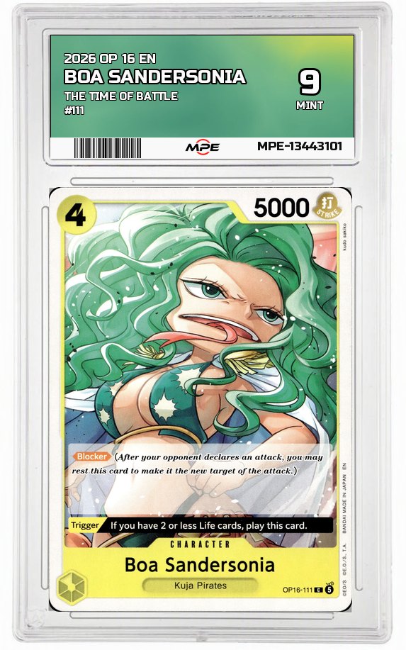 2026 OP-16 EN The Time of Battle #111 BOA SANDERSONIA MPE 9 MINT — graded card auctioned from the MPE vault