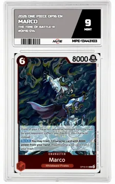 2026 ONE PIECE OP16 EN THE TIME OF BATTLE #OP16-014 MARCO MPE 9 MINT — graded card up for auction