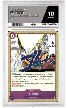 2026 OP 15 EN ADVENTURE ON KAMI'S ISLAND #75 EL THOR MPE 10 GEM/MT — graded card up for auction