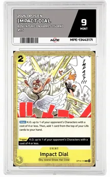2026 OP 15 EN ADVENTURE ON KAMI'S ISLAND #115 IMPACT DIAL MPE 9 MINT — graded card up for auction