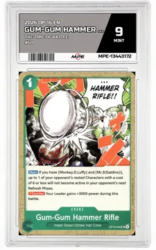 2026 OP 16 EN THE TIME OF BATTLE #40 GUM-GUM HAMMER RIFLE MPE 9 MINT — graded card up for auction
