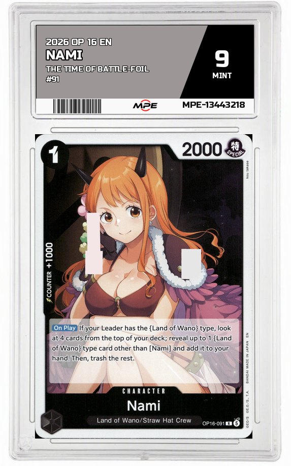 2026 OP 16 EN THE TIME OF BATTLE-Foil #91 NAMI MPE 9 MINT — graded card auctioned from the MPE vault