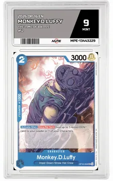 2026 OP 16 EN THE TIME OF BATTLE #52 MONKEY.D.LUFFY MPE 9 MINT — graded card up for auction