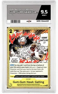 2026 ONE PIECE EB04 EN #060 GUM-GUM HAWK GATLING MPE 9.5 MINT+ — graded card up for auction