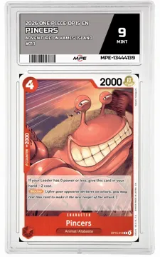 2026 ONE PIECE OP15 EN Adventure on Kami's Island #013 PINCERS MPE 9 MINT — graded card up for auction