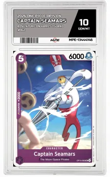 2026 ONE PIECE OP15 EN Adventure on Kami's Island #062 CAPTAIN SEAMARS MPE 10 GEM/MT — graded card up for auction