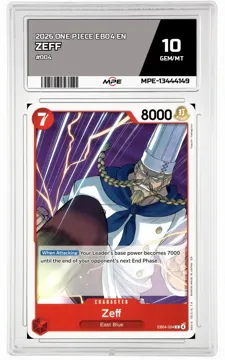 2026 ONE PIECE EB04 EN #004 ZEFF MPE 10 GEM/MT — graded card up for auction
