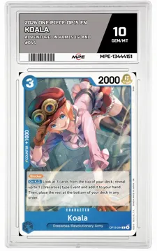 2026 ONE PIECE OP15 EN Adventure on Kami's Island #044 KOALA MPE 10 GEM/MT — graded card up for auction