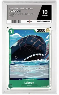 2026 ONE PIECE OP15 EN Adventure on Kami's Island #035 LABOON MPE 10 GEM/MT — graded card up for auction
