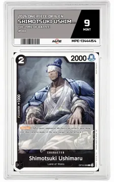 2026 ONE PIECE OP16 EN The Time of Battle #088 SHIMOTSUKI USHIMARU MPE 9 MINT — graded card up for auction
