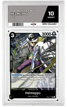 2026 ONE PIECE EB04 EN #047 HELMEPPO MPE 10 GEM/MT — graded card up for auction