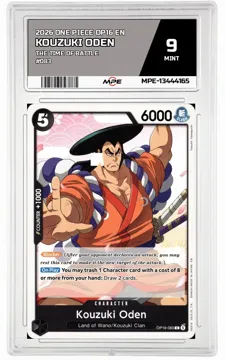 2026 ONE PIECE OP16 EN The Time of Battle #083 KOUZUKI ODEN MPE 9 MINT — graded card up for auction