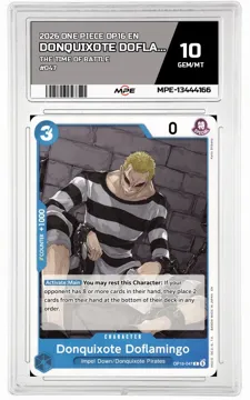 2026 ONE PIECE OP16 EN The Time of Battle #047 DONQUIXOTE DOFLAMINGO MPE 10 GEM/MT — graded card up for auction