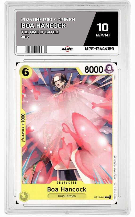 2026 ONE PIECE OP16 EN The Time of Battle #112 BOA HANCOCK MPE 10 GEM/MT — graded card auctioned from the MPE vault