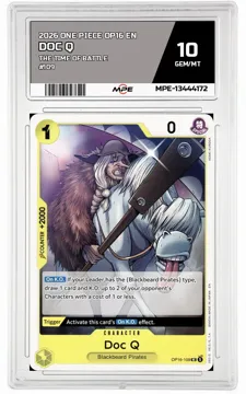 2026 ONE PIECE OP16 EN The Time of Battle #109 DOC Q MPE 10 GEM/MT — graded card up for auction