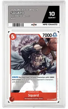 2026 ONE PIECE OP16 EN The Time of Battle #008 SQUARD MPE 10 GEM/MT — graded card up for auction