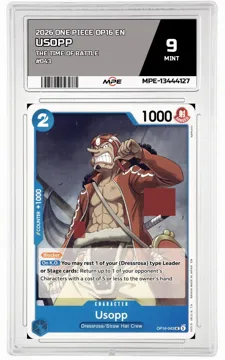 2026 ONE PIECE OP16 EN The Time of Battle #043 USOPP MPE 9 MINT — graded card up for auction
