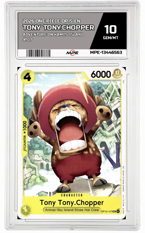 2026 ONE PIECE OP15 EN Adventure on Kami's Island #107 TONY TONY.CHOPPER MPE 10 GEM/MT — graded card auctioned from the MPE vault