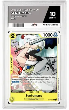 2026 ONE PIECE EB04 EN EGGHEAD CRISIS #053 SENTOMARU MPE 10 GEM/MT — graded card up for auction