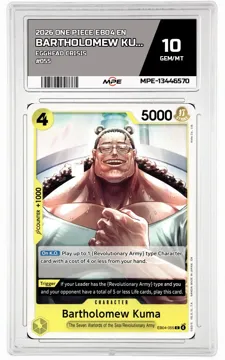 2026 ONE PIECE EB04 EN EGGHEAD CRISIS #055 BARTHOLOMEW KUMA MPE 10 GEM/MT — graded card up for auction