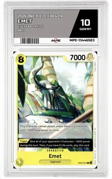 2026 ONE PIECE EB04 EN EGGHEAD CRISIS #051 EMET MPE 10 GEM/MT — graded card up for auction