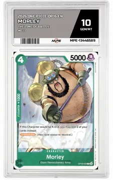 2026 ONE PIECE OP16 EN The Time of Battle #033 MORLEY MPE 10 GEM/MT — graded card up for auction