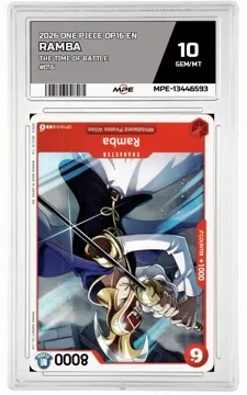 2026 ONE PIECE OP16 EN The Time of Battle #016 RAMBA MPE 10 GEM/MT — graded card up for auction