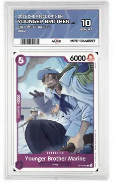 2026 ONE PIECE OP16 EN The Time of Battle #062 YOUNGER BROTHER MARINE MPE 10 GEM/MT — graded card up for auction