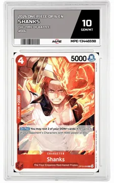 2026 ONE PIECE OP16 EN The Time of Battle #006 SHANKS MPE 10 GEM/MT — graded card up for auction