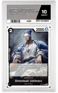 2026 ONE PIECE OP16 EN The Time of Battle #088 SHIMOTSUKI USHIMARU MPE 10 GEM/MT — graded card up for auction